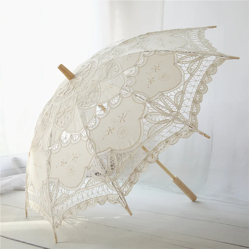 

Umbrella female wedding bridal umbrella big red retro wind lace court craft photo long handle