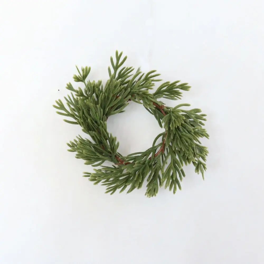 Christmas Decorative Pine Cone Wreath Napkin Ring Burgundy Velvet Candle Holder For Holiday Party Home Dining Supplies