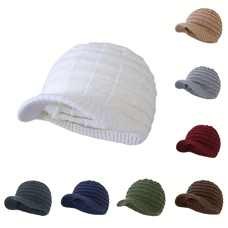 

Solid Color Peaked Knitted Skullies Cap Warm Windproof Stretchable Beanies Hat For Men Women Autumn Winter Outdoor Skiing Hats