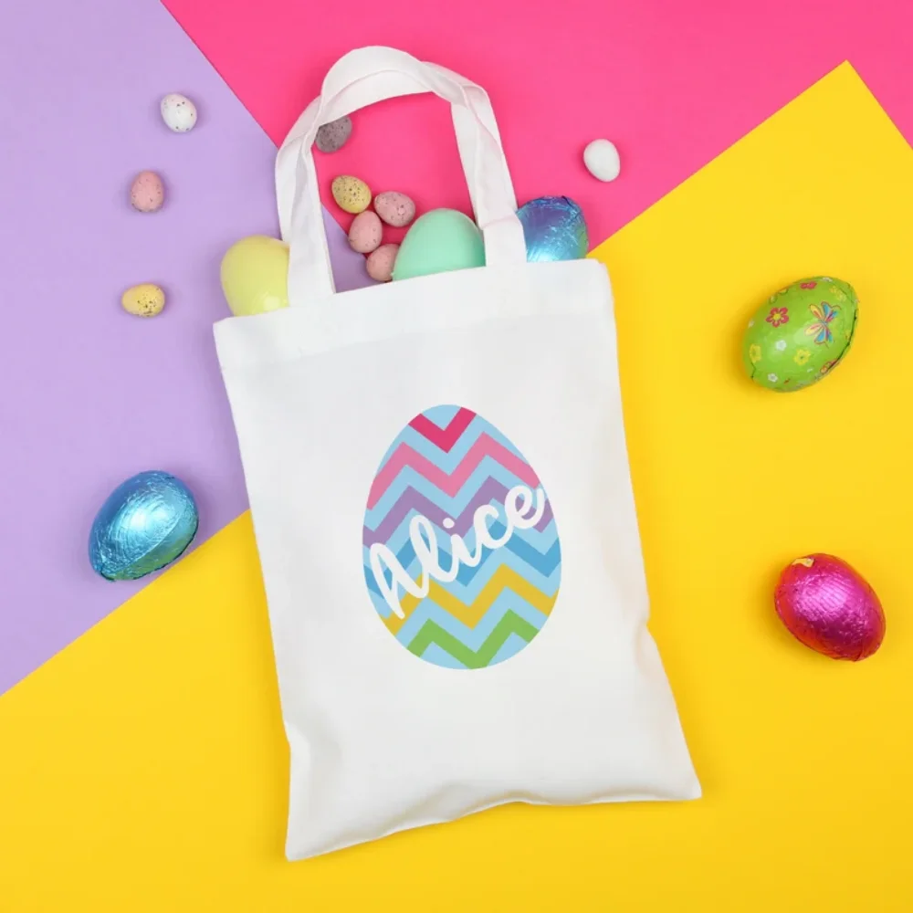 

2025 Personalized Easter Egg Hunt Bag Custom Name Pastel Treat Basket Easter Egg Hunt Bag Pastel Party Gift 1st Easter Gift