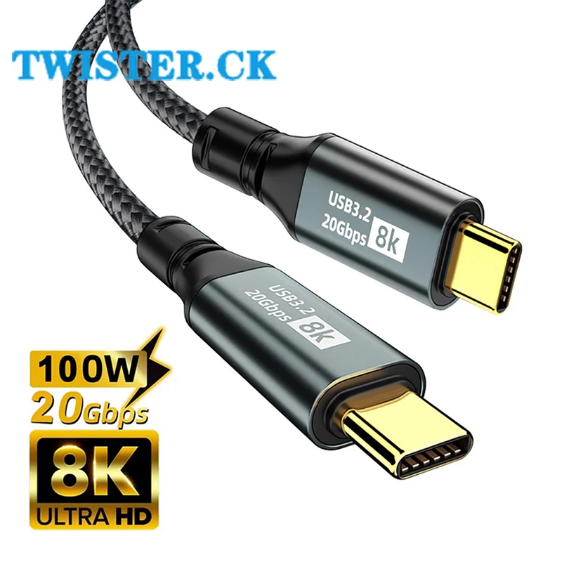 2024 New PD100W USB 3.2 20Gbps 3 Functional Data Cable USB C To Type C Cable 8K@60Hz Fast Charging Type-C Cable Data Cord