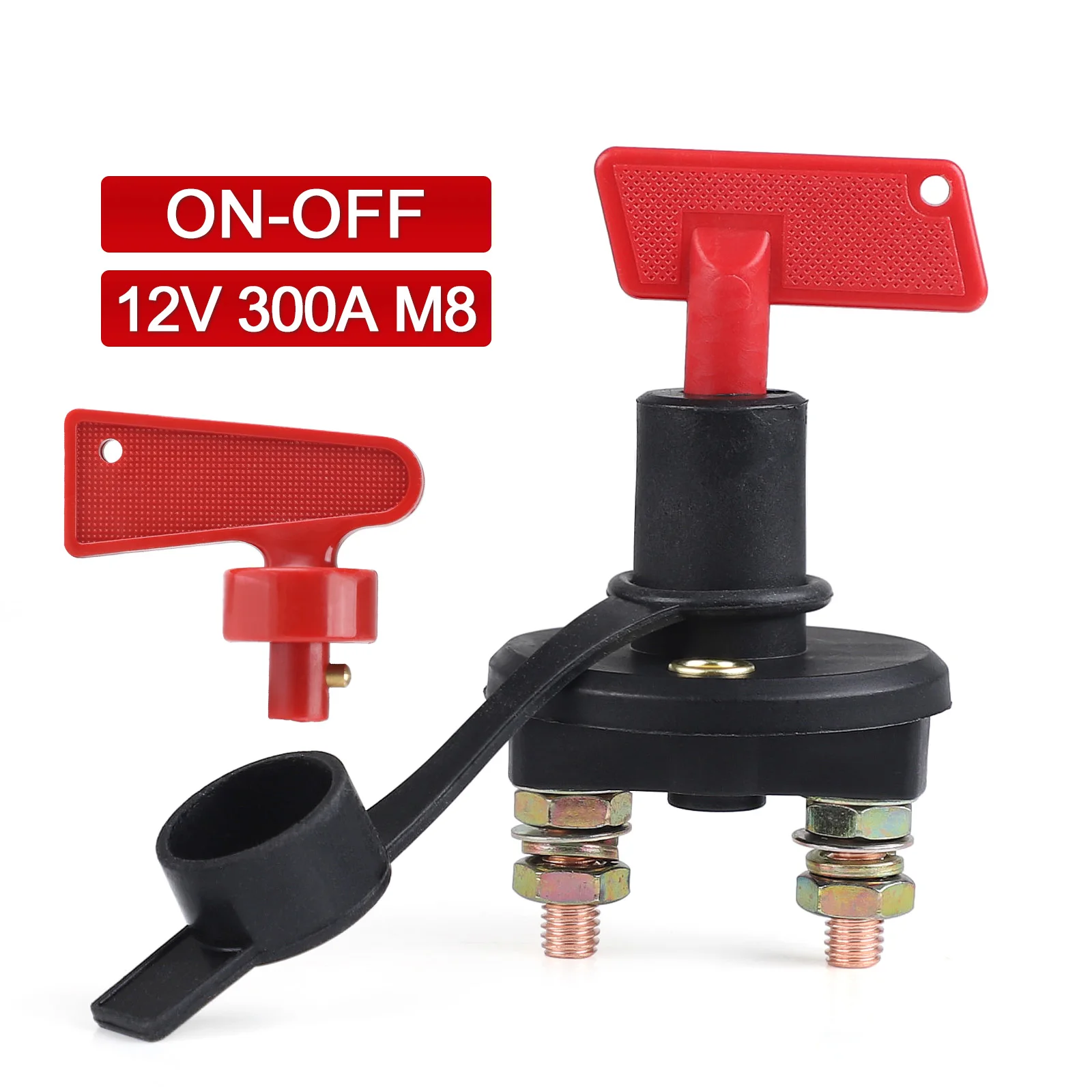 

for 12v/24v Automotive and Marine With Black 2 Position Battery Isolator Waterproof Disconnect Kill Switch 2 Red Keys