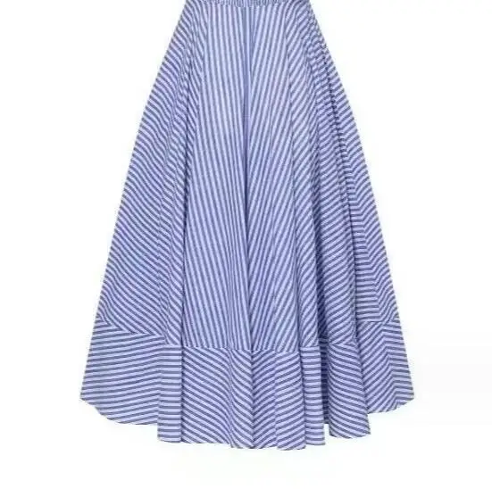 Dresses 2024 Summer New Stripe Casual Sling Sleeveless Pleated Skirt High Waist Zipper Vacation Midi Dresses for Women