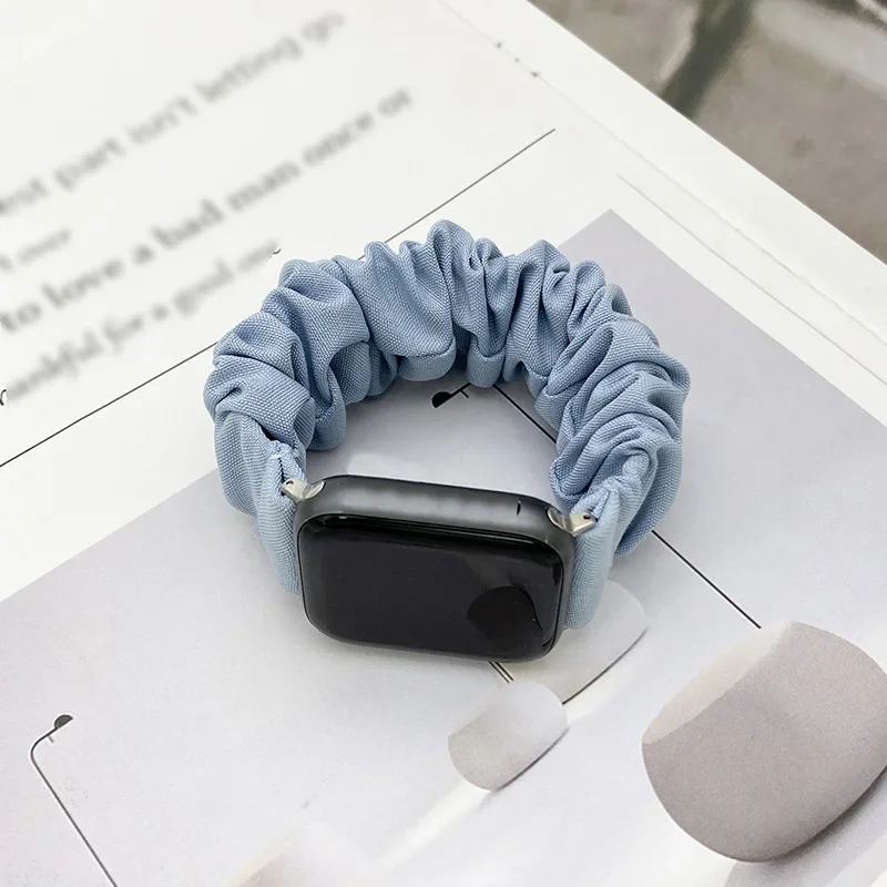 Elastic Scrunchie Strap For Apple Watch Ultra 49mm 46 42 45 41 38 44 40mm Solo Loop Bracelet For iWatch series 10 9 8 7 se 6 5 4 image 3