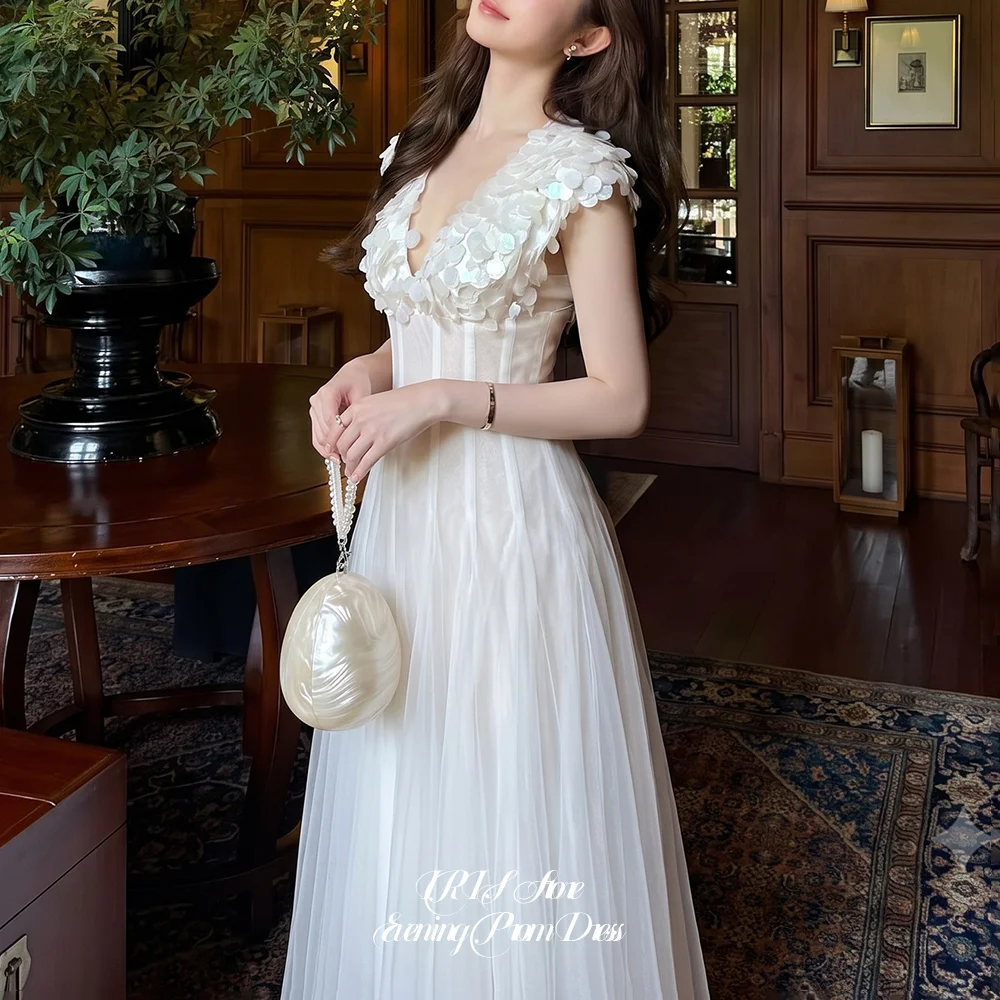 Graceful A‑Line Wedding Evening Dresses for Women V Neck Sequin Corset Tulle Bridal Gown Wedding Party