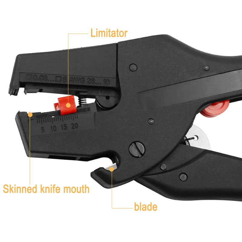 Black duckbill stripping pliers with tool duckbill stripping knife for self-adjusting insulated wire 0.08-6mm