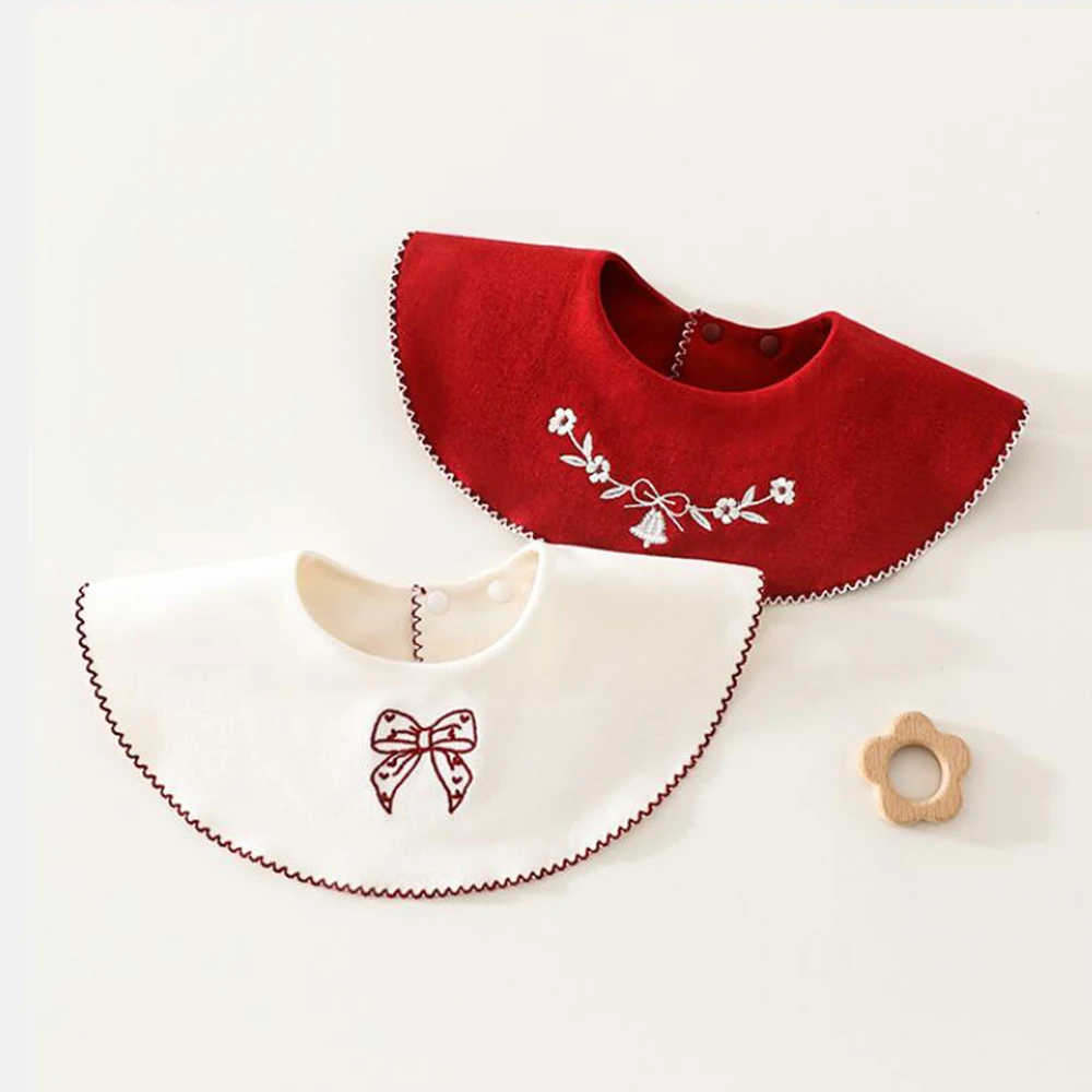 Baby Feeding Bib Waterproof Flower Embrodiery Fashion Soft Adjustable Bibs For Babies Teeth Drool Burping Cloth For Baby