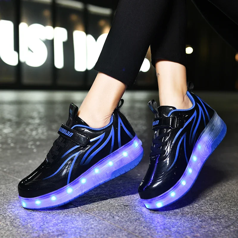 Neonate ragazzi Led bambini pattini a rotelle scarpe nuove scarpe da ginnastica leggere per bambini con ricarica USB con 2 ruote Designer luminoso