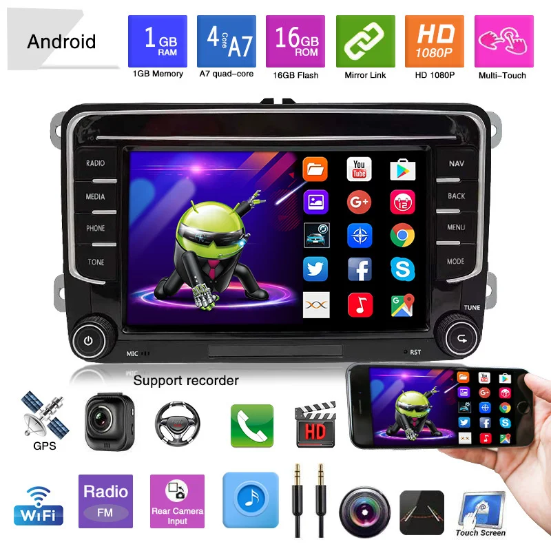 

2Din 7'' Car Radio Multimedia Video Player Wireless Carplay Android Auto Touch Screen for VW Passat B6 B7 CC Tiguan Touran POLO