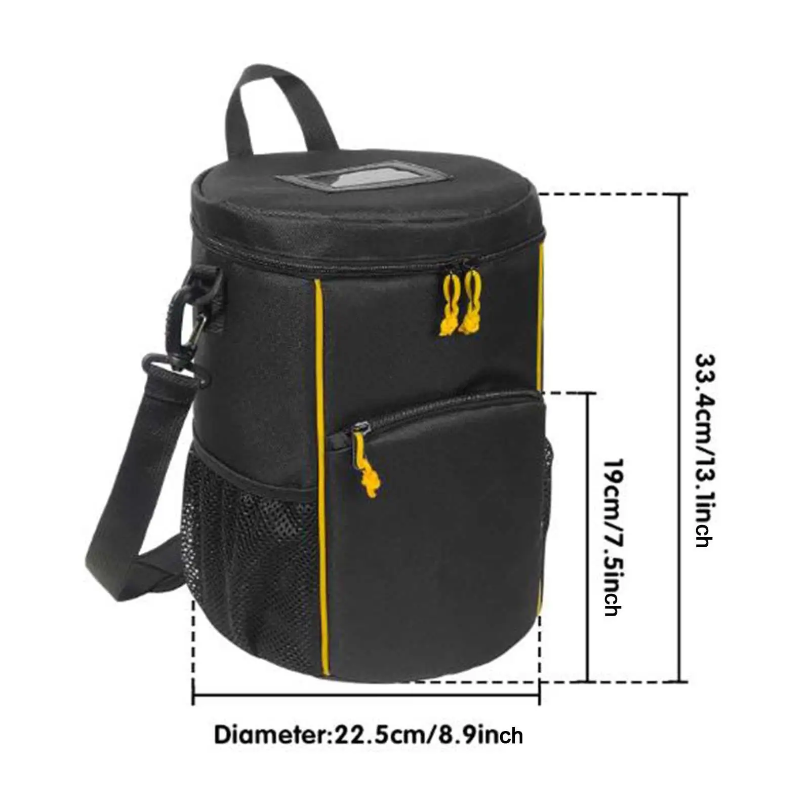 Tennis Ball Bag Storage Bag for Women Men Black Nylon Detachable Adjustable Shoulder Strap Carry Bag for Pickleball Baseball