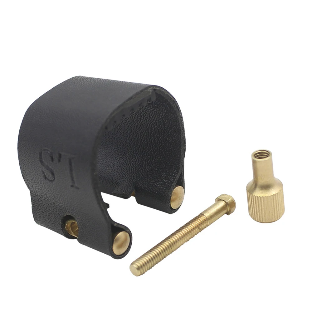 Alto Soprano Tenor Saxophone Clarinet Mouthpiece Ligature And Cap Sax Leather Buckle Clamp\\Clip Woodwind Instrument Accessories