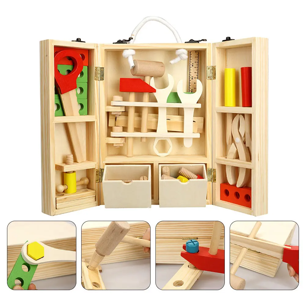 

DIY Child Play House Wooden Repair Tool Box Set Improve Communication Skills Creativity Fine Motor Skills Kid Repair Kit Toy