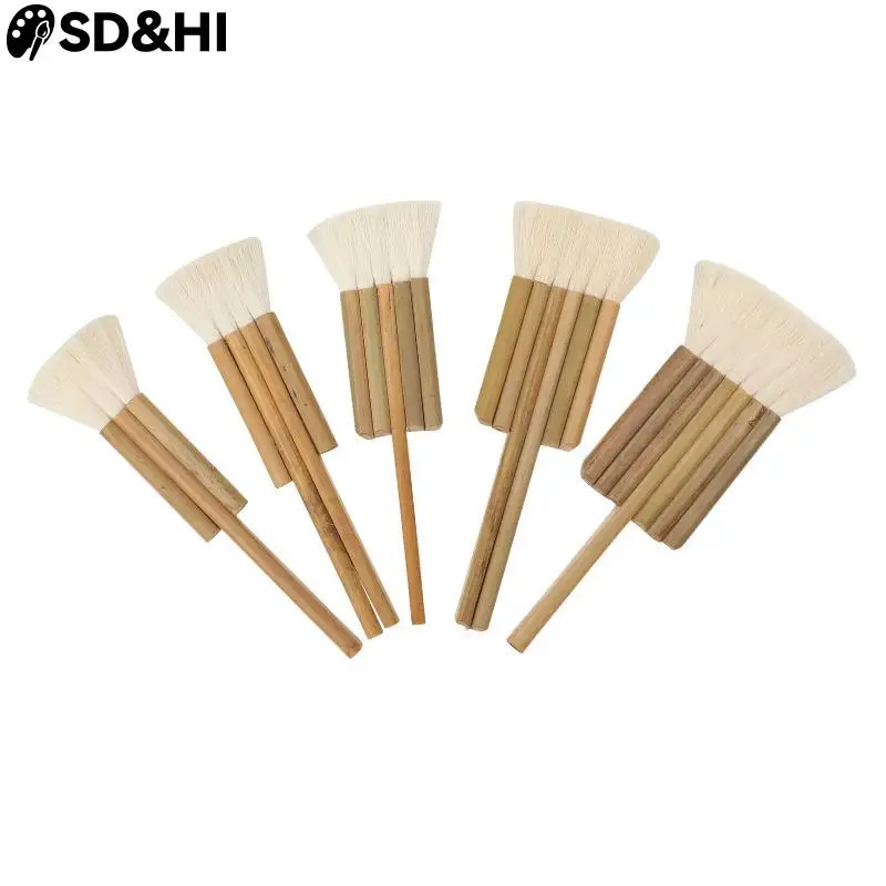 Flat Goat Hair Bamboo Handle Art Supplies Watercolor Artist Brush Single Bamboo Rod Row Pen Brush Width Wool-Hair Paint Brush