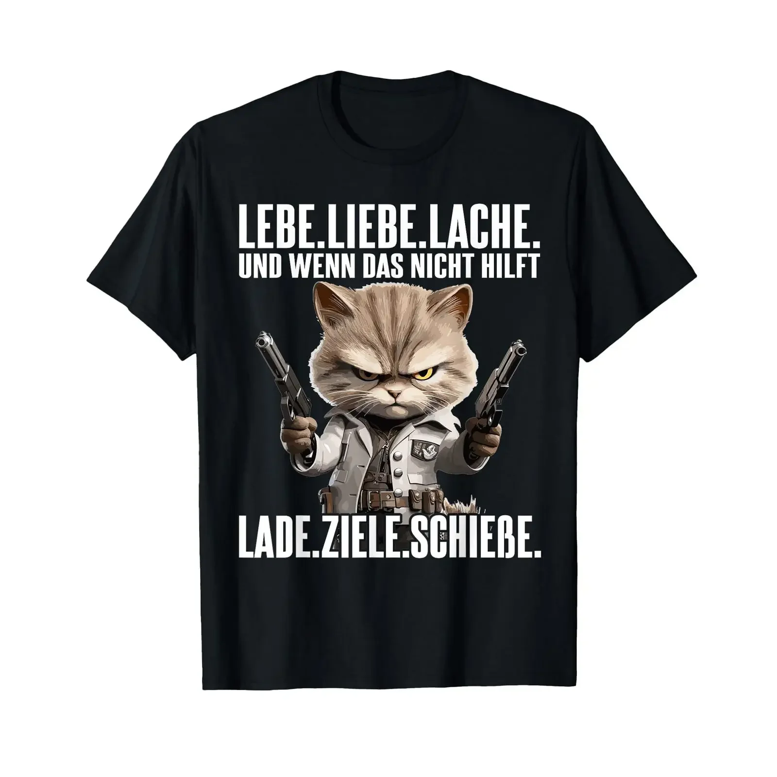 T Shirt with German Text Lebe Liebe lache wenn das nicht hilft lade ziele schieße vintage Washed graphic Soft homme streetwear