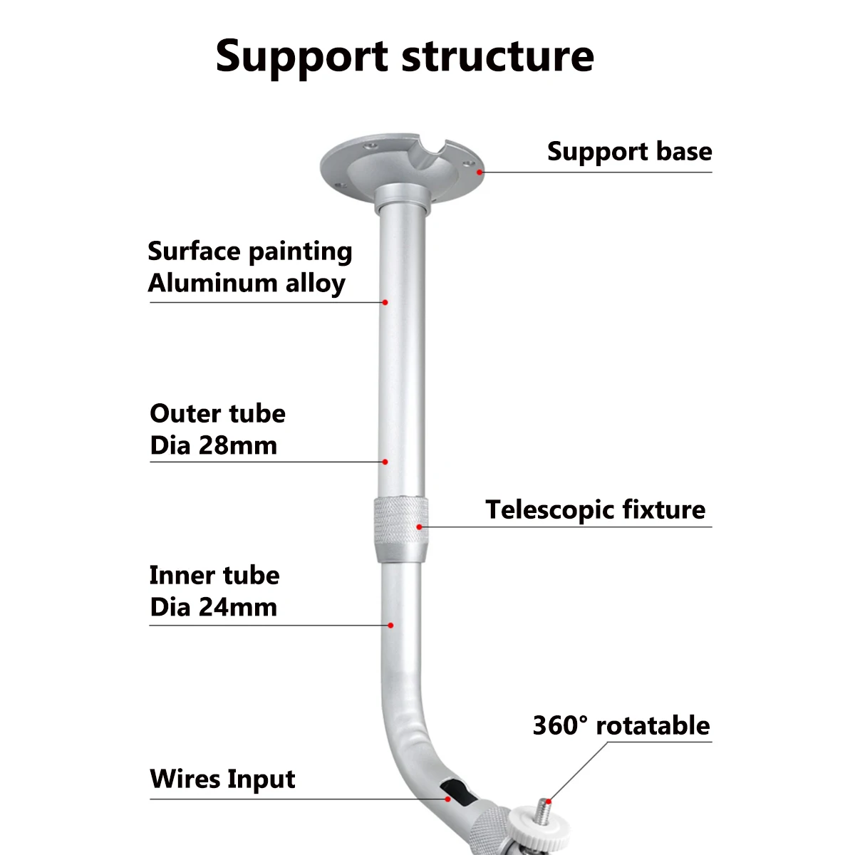 L-shaped Elbow Projector Stand Universal Telescopic Support Camera Wall Ceiling Mount Bracket 40-60cm 50-80cm 60-100cm 70-130cm