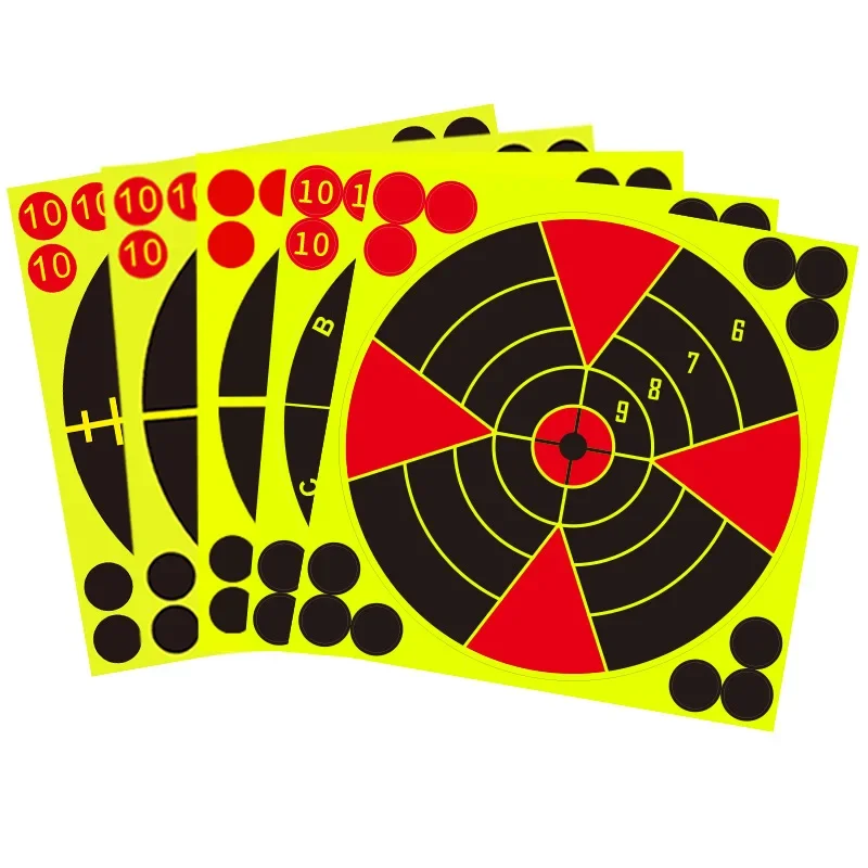 10PCS/Set  6 inch High Visibility Adhesive Shooting Target Stickers Reactive Hunting Shooting Training Paper