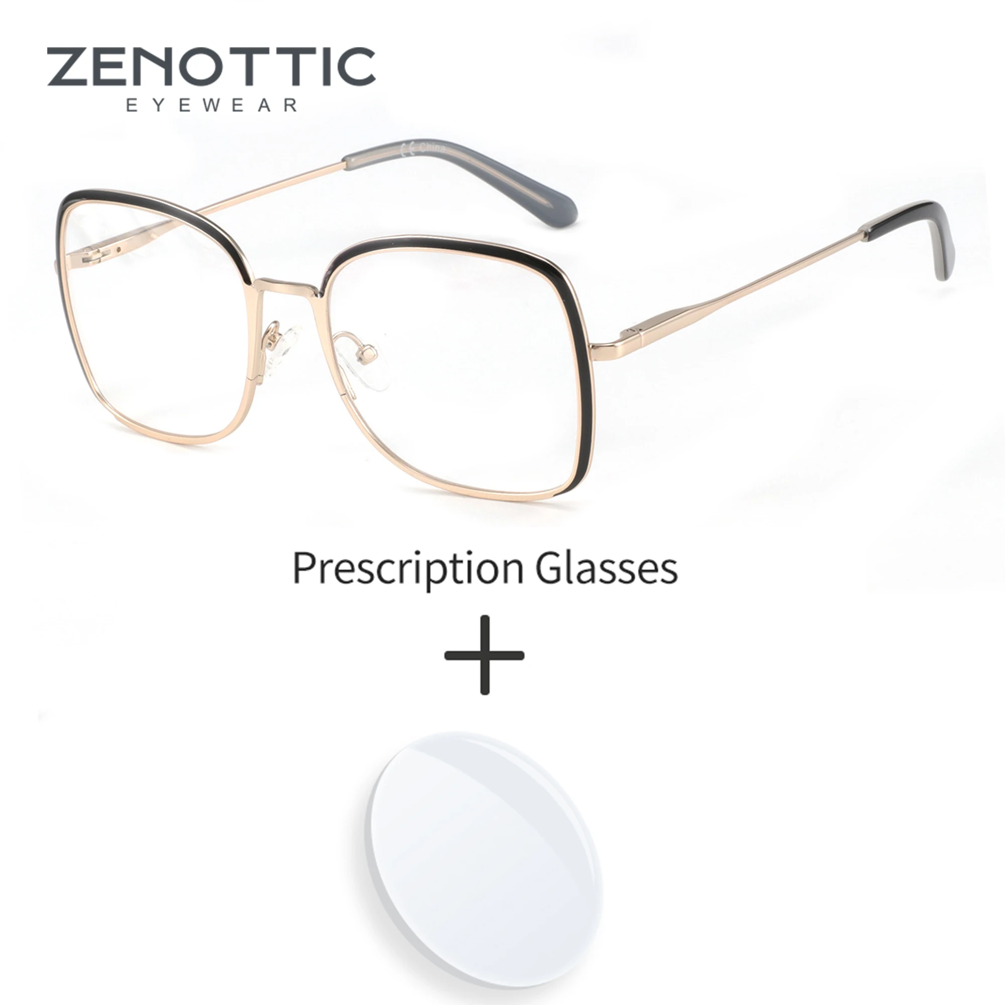 

ZENOTTIC Metal Prescription Eyeglasses Square Progressive Optical Glasses For Women Anti-Blue Light Photochromic Eyewear