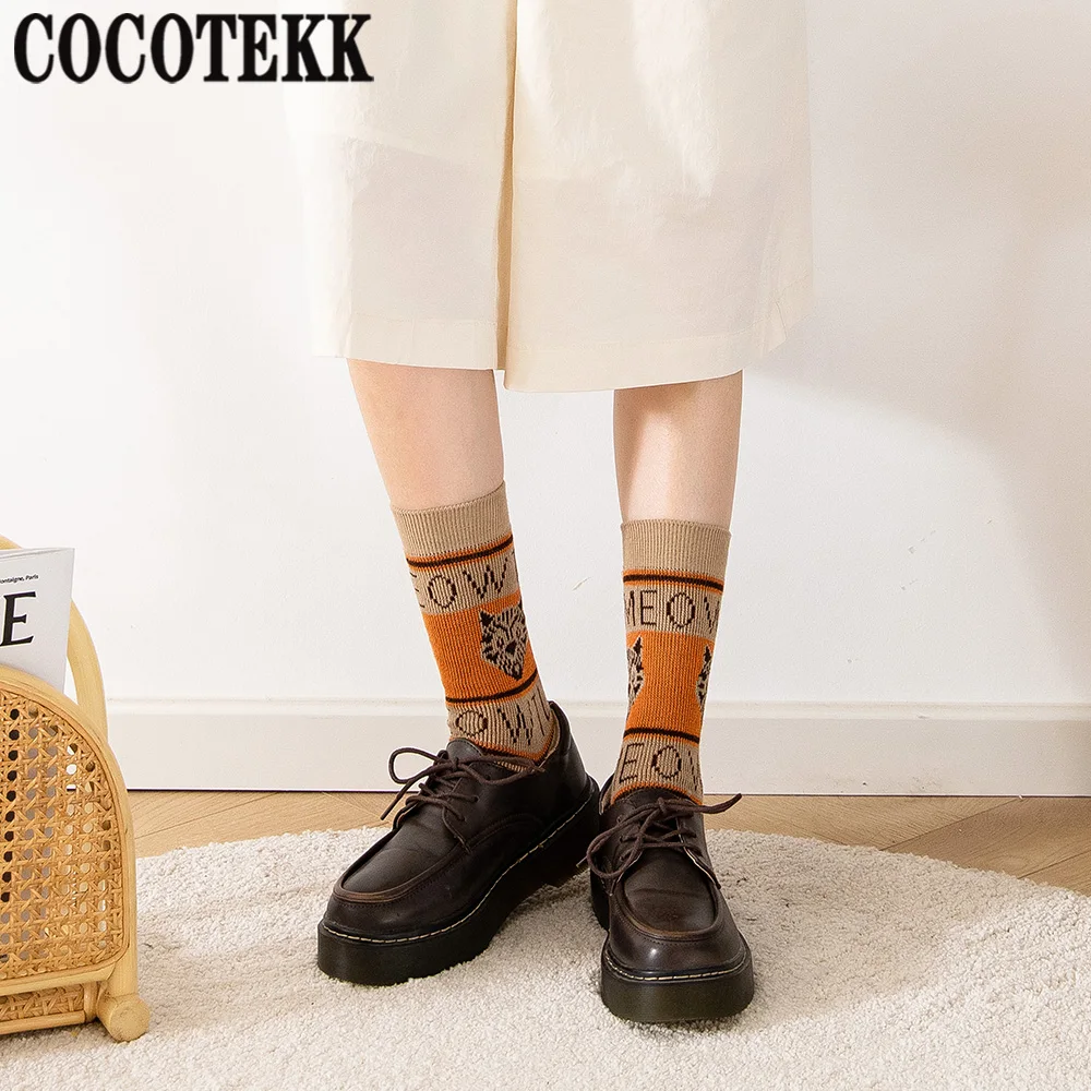 Combed Cotton Women Socks Winter Thick Colorful Thick Causal Warm Long Wool Socks Female Fashion Striped Breathable High Quality