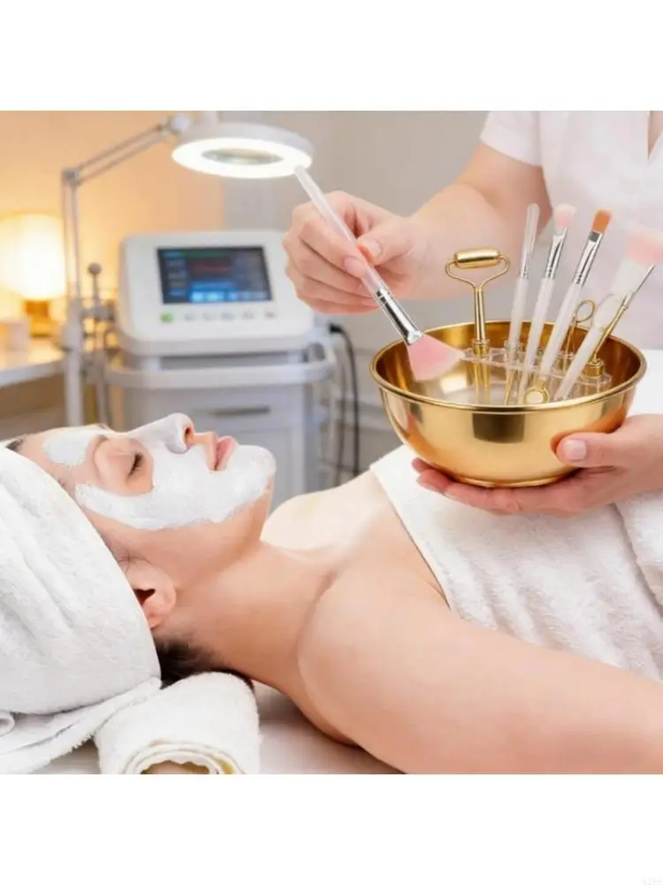 Pack of 9 Portable Mask Application Set Suitable for Uniform Distribution of Masks Using Precisions Brushes and Bowls 