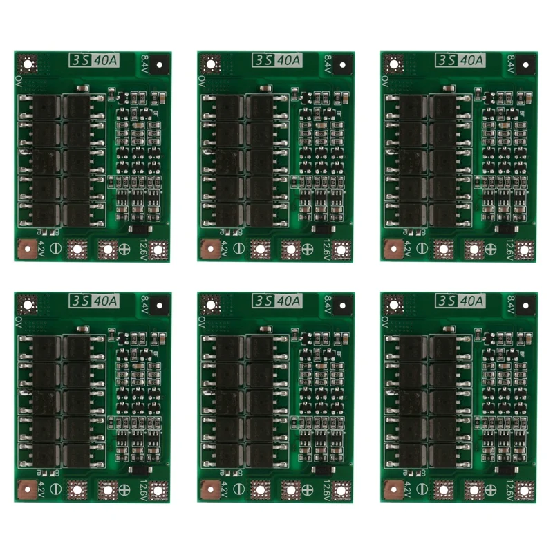 6X 3S 40A 18650 Li-Ion Lithium Battery Charger Protection Board Pcb Bms For Drill Motor 11.1V 12.6V Lipo Cell Module