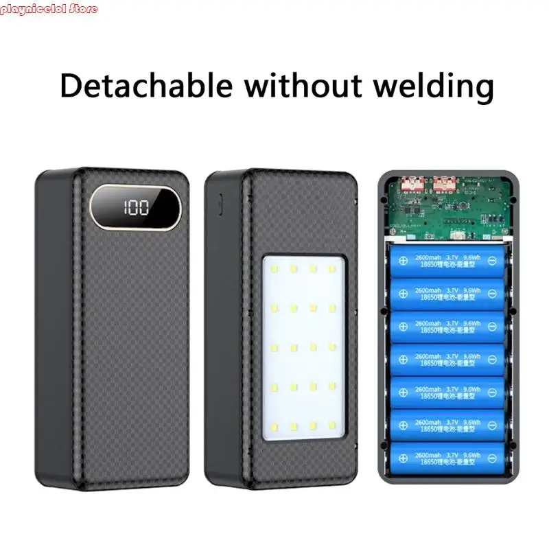 e8ba DIY 18650 بطارية شحن محول العلبة قابلة للفصل DIY CASE مع LED LED USB C