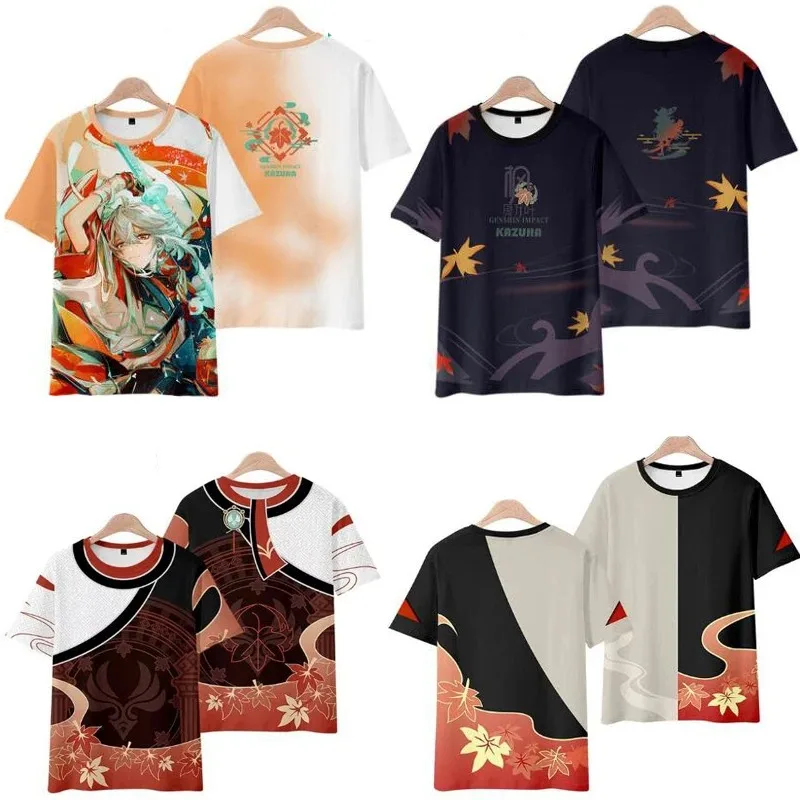 

Genshin impacto kaedehara kazuha cosplay manga curta t camisa estilo japonês oversize camiseta estética gráfico camisetas