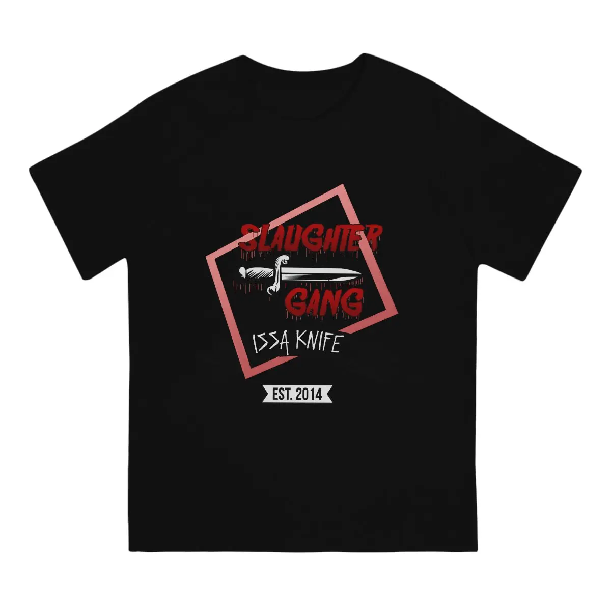 Slaughter Gang - 21 Savage - Issa Knife T Shirts Men's  Cotton Novelty T-Shirt Crewneck 21 Savage Rapper Tees Short Sleeve