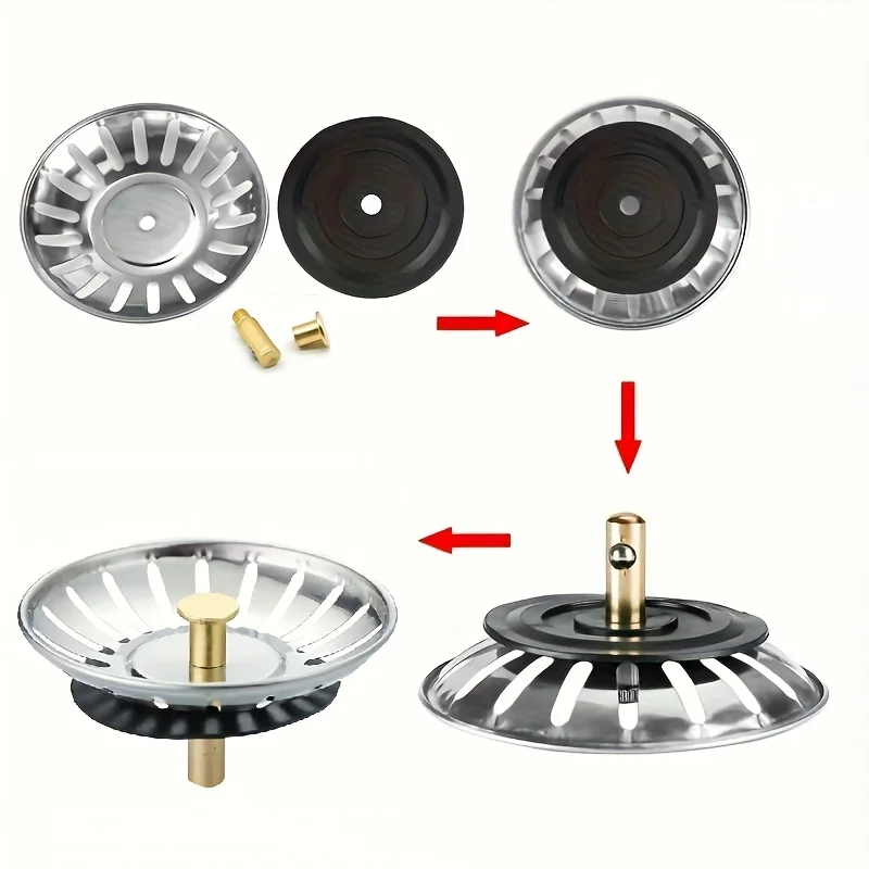 2PCS Stainless Steel Kitchen Sink Filters That Prevent Clogs And Odors, Suitable for Bathrooms, Living Rooms, And Toilets