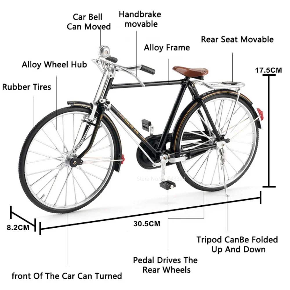 1:6 Skala 28 Big Bar Model samochodu Zabawka Alloy Retro Style Rowery Ruchomy hamulec ręczny Gumowe opony Diecast Zabawki dekoracyjne dla chłopców