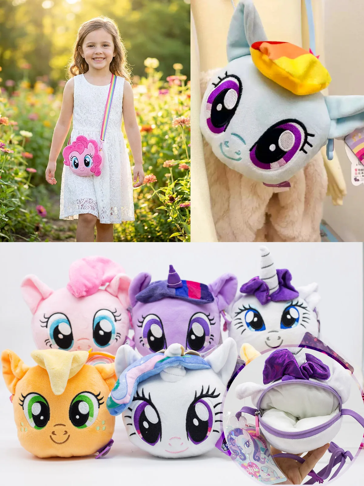 

My Little Pony Plush Crossbody Bag Cute 3D Stuffed Animal Shoulder Bag Girls Collection Perfect Birthday Holiday Gift