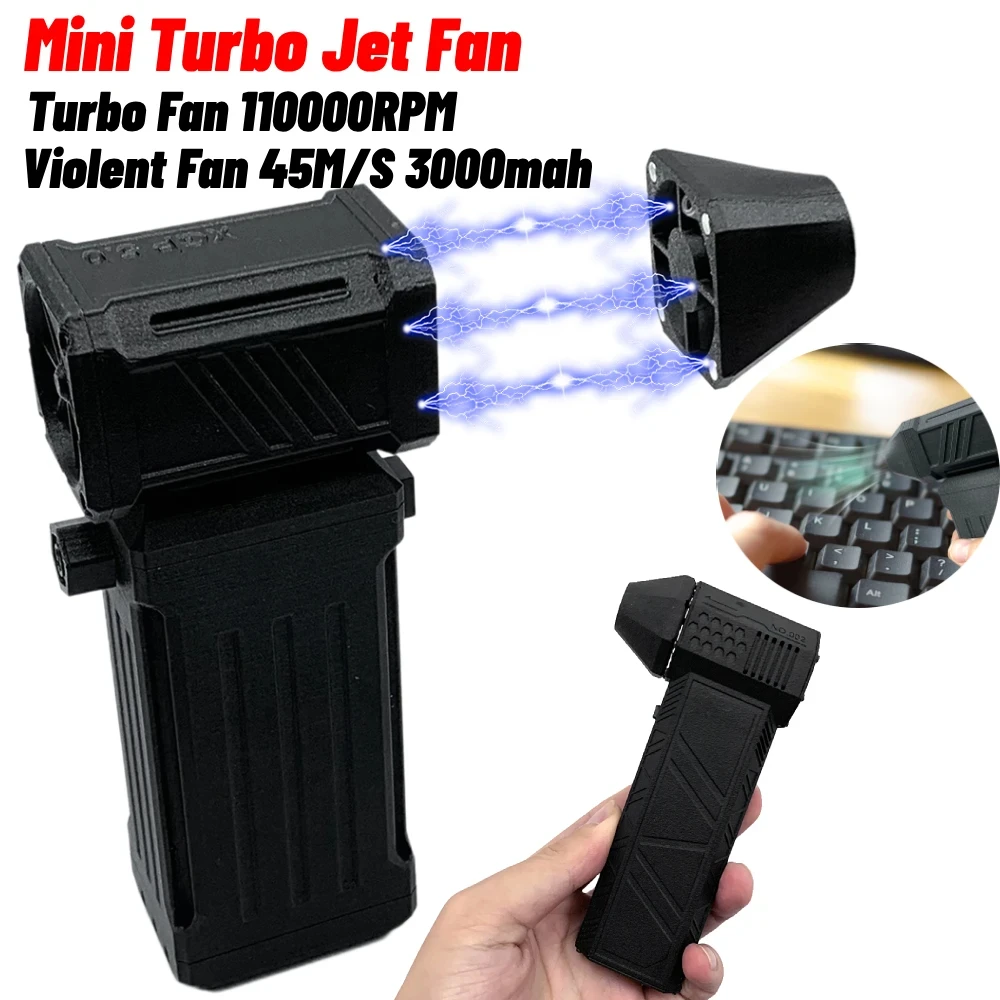 Mini Turbo Fan Speed Adjustable Small Turbo Jet Fan 110000RPM Air Blower 45M/S LED Lights for Keyboard/Car/Motorcycle Cleaning