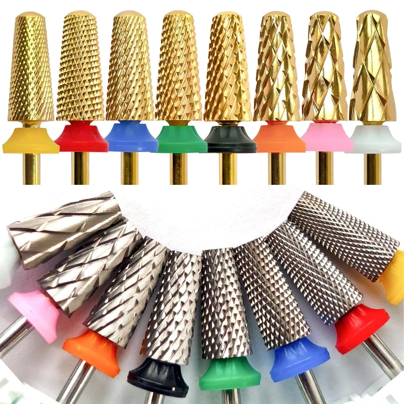 Tapered Barrel Nail Drill Bits Carbide Nails Grinding Head Milling Cutter 4XC Hard Soft Gel Removal Polishing DIY Tools