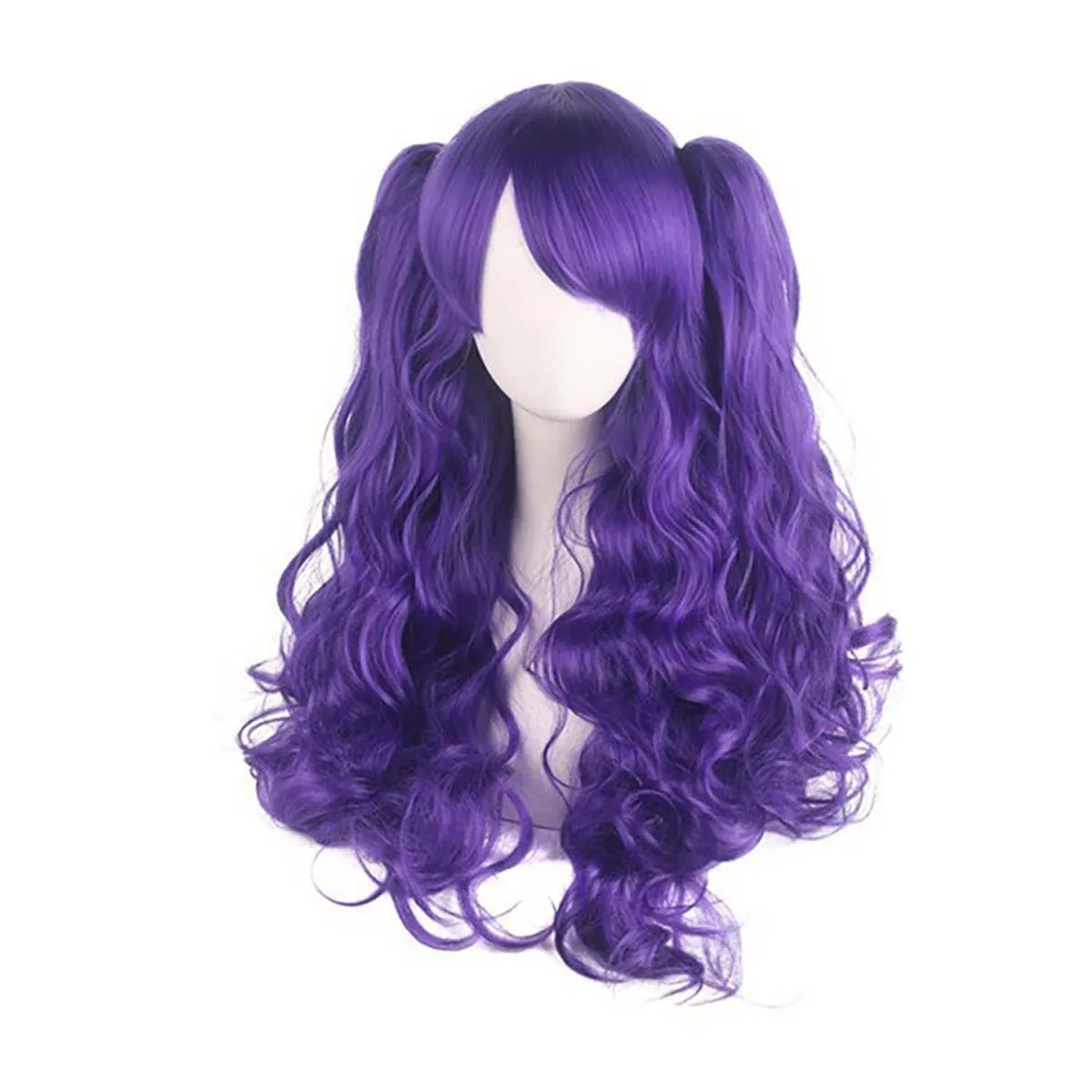 Halloween Party Role Play Girls Long Curly Lolita Double Ponytail Synthetic Gold Pink Wig