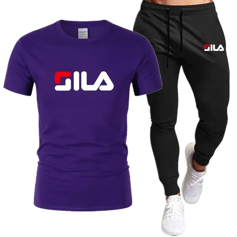 Hot-Selling Summer T-Shirt Shorts 2 Piece Sets Casual Brand Fitness Short Pants Cotton T Shirts Hip Hop Fashicon Men's Tracksuit