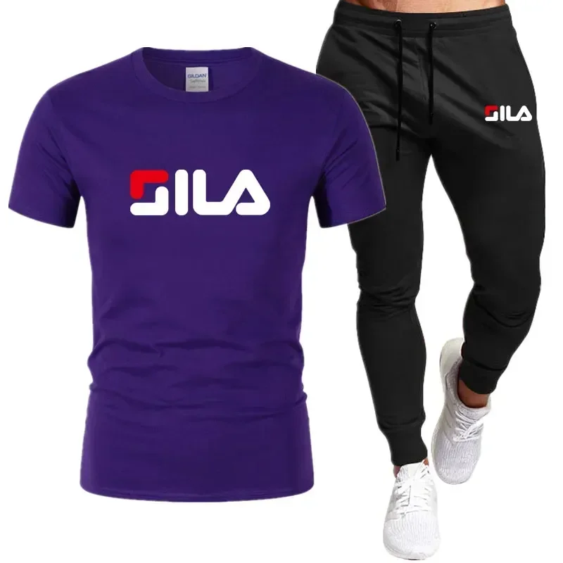 Conjunto casual de camiseta e shorts de algodão masculino, calça curta fitness marca, agasalho, camisas da moda hip hop, venda quente, verão