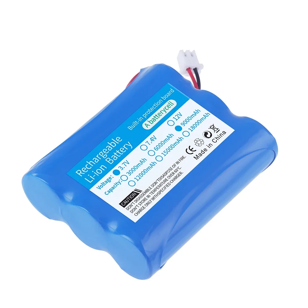 1S3P 3.7V 9000mAh 18650 Lithium Battery with XH2.54-2P Plug For Megaphone Speaker Fishing LED Light 4.2V Emergency Light Backup