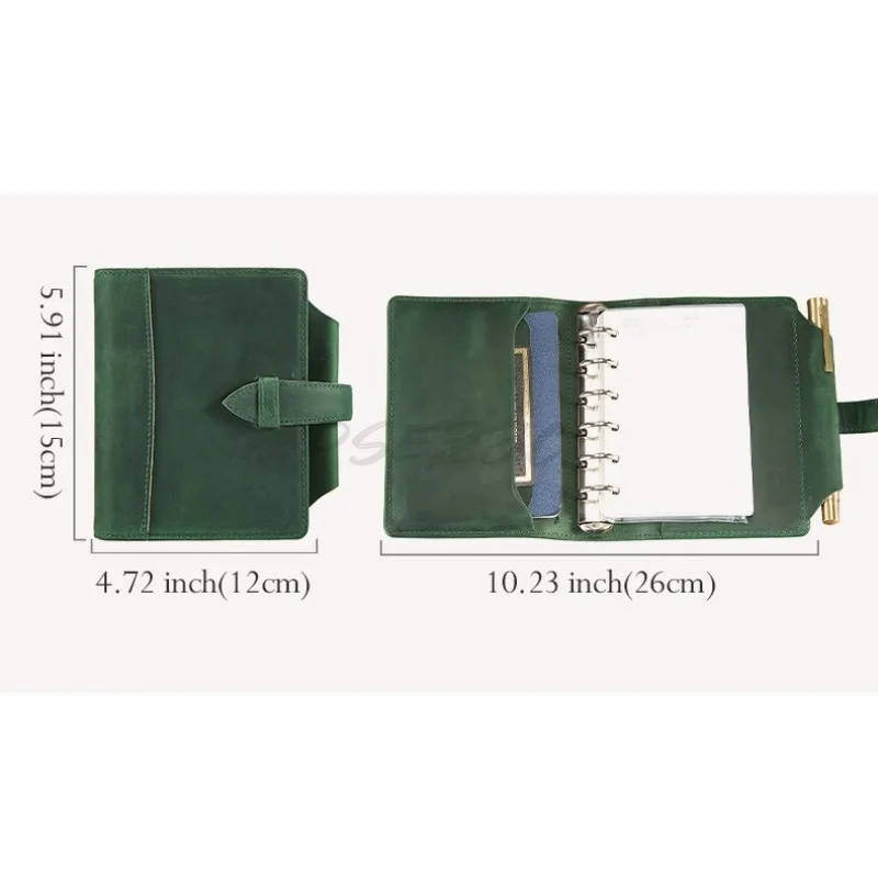 Retro Genuine Leather Notebook Top Layer Cowhide Multifunctional High-end Business Loose Leaf Pen Slot Notebook