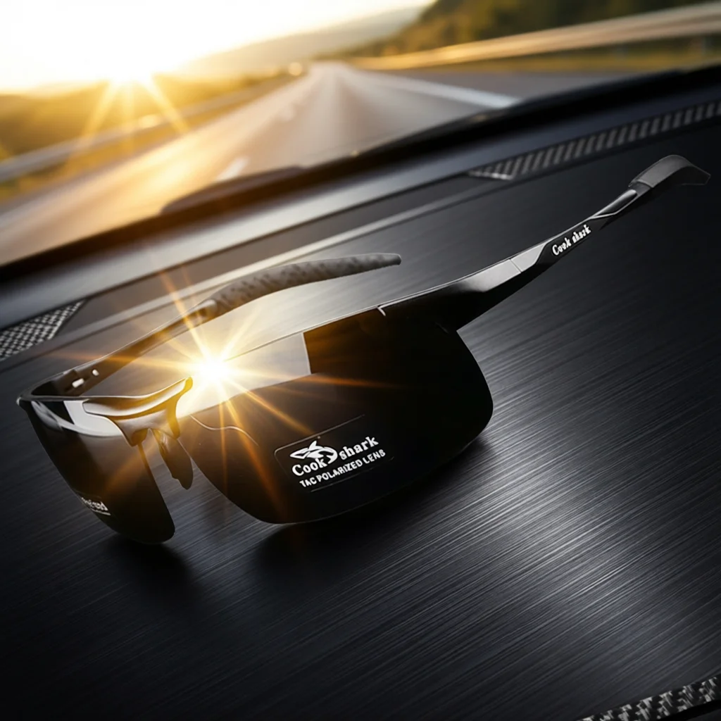 Cook Shark's neue Aluminium-Magnesium-Sonnenbrille, Herren-Sonnenbrille, HD-polarisierte Fahrer, Farbbrille, Flut