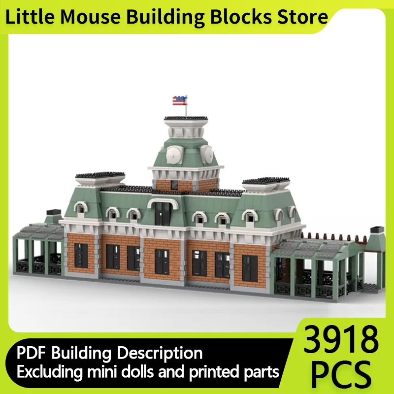 Popular Movie Street View Model MOC Building Bricks Train Station Modular Technology Gifts Holiday Assemble Children Toys Suit