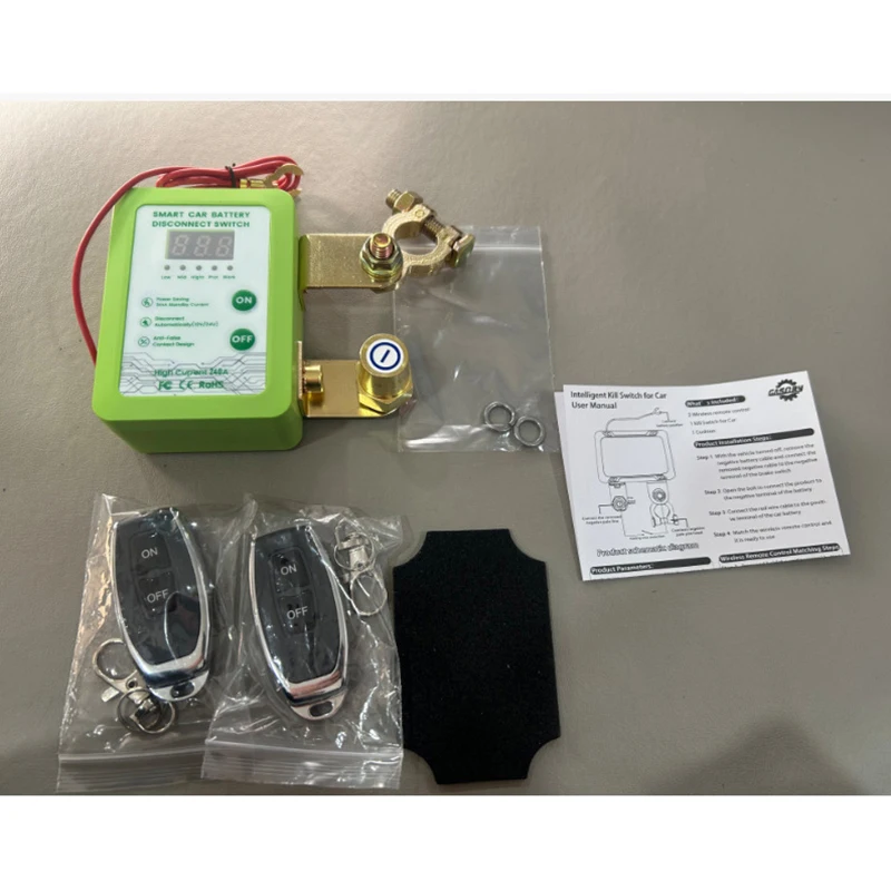

12V/24V Car Battery Disconnect Switch LED Voltage Display Remote Control Switch Low Voltage Protection for Battery Electric Tool