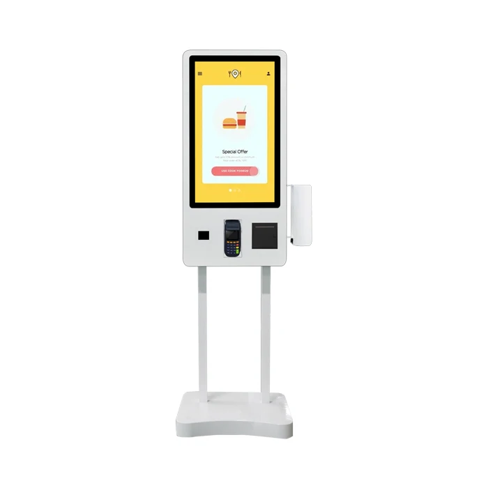 LCD Kiosk With Waiter Queuing System 32inch Restaurant Fast Food Self Ordering
