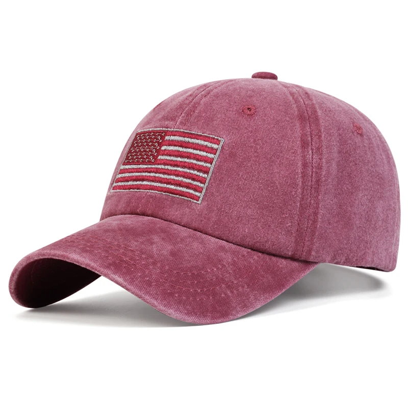 Unisex American Flag Embroidery Wash Baseball Caps Spring and Autumn Outdoor Adjustable Casual Hats Sunscreen Hat