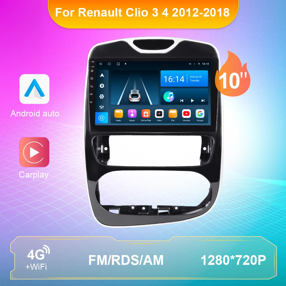 Car Radio Multimedia Player For Renault Clio 3 4 2017+ 2012-2018 Stereo Video Navigation GPS Audio Android Auto Carplay 2 DIN