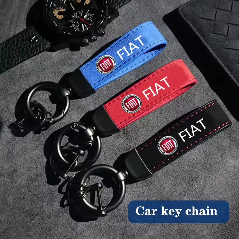 LLavero de gamuza para coche, llavero deportivo, regalo personalizado con hebilla de herradura para FIAT 500 500C 2012 500X 500L Fiat 695, accesorios para coche