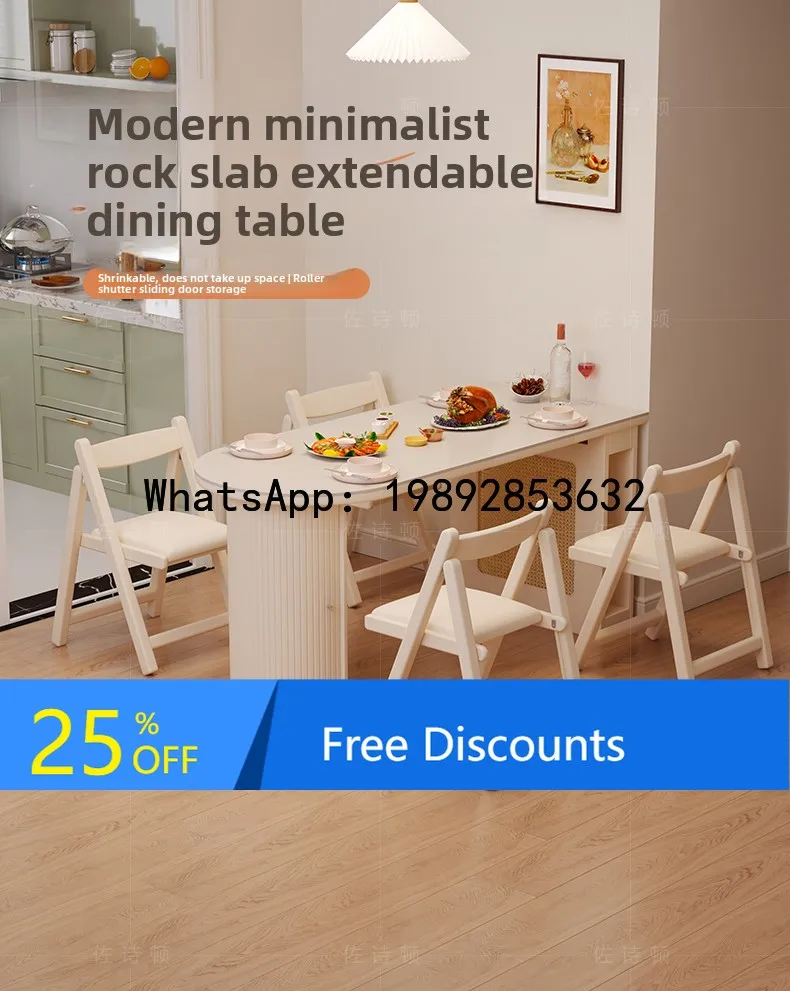 

LYY Home Dining Table and Chairs Rock Board Restaurant Small Apartment Table Extendable Dining Table Nordic Style Foldable