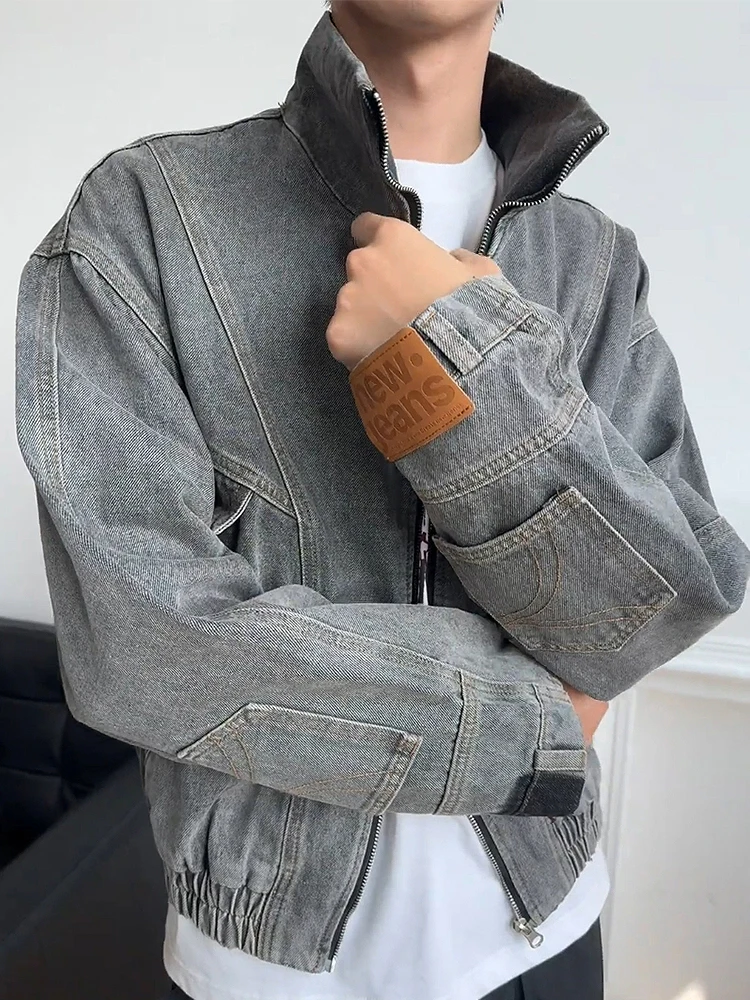 

Cleanfit Inverted Denim Jaet Men's Spring Autumn American High Street Design Cool Stand Collar Workwear Jaet Breathable P...