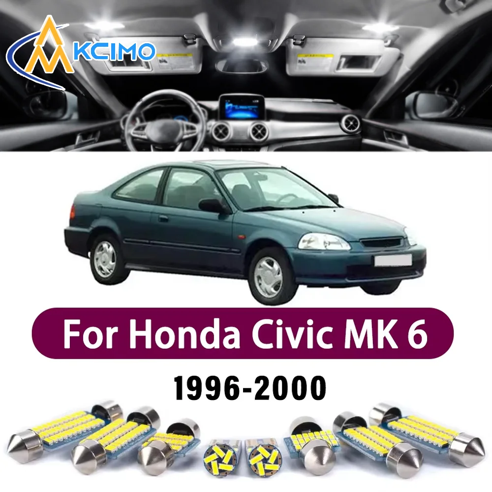 Error Free LED Interior Light Kit for Honda Civic MK 6 1996-2000 Premium Bright Dome Trunk Mirror Reading Lamps Canbus