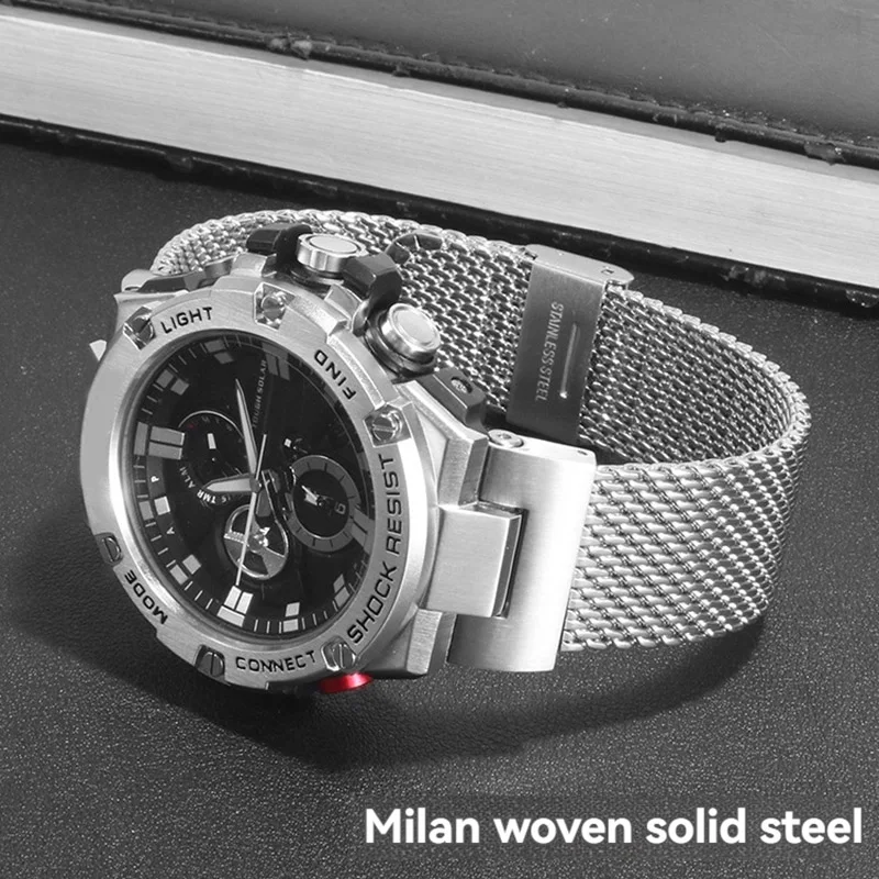 

For G-shock Casio Steel Heart GST Series GST-W300 210 400G S130 S310 S330 GST-B100 Mesh Woven Steel Bracelet Metal Watch Chian