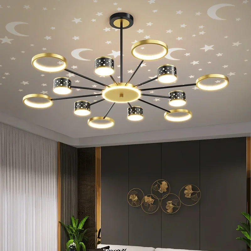 

Nordic LED Ceiling Chandeliers Romantic Black Gold Creative Personality Pendant Lamp for Living Room Bedroom Home Decor Fixture