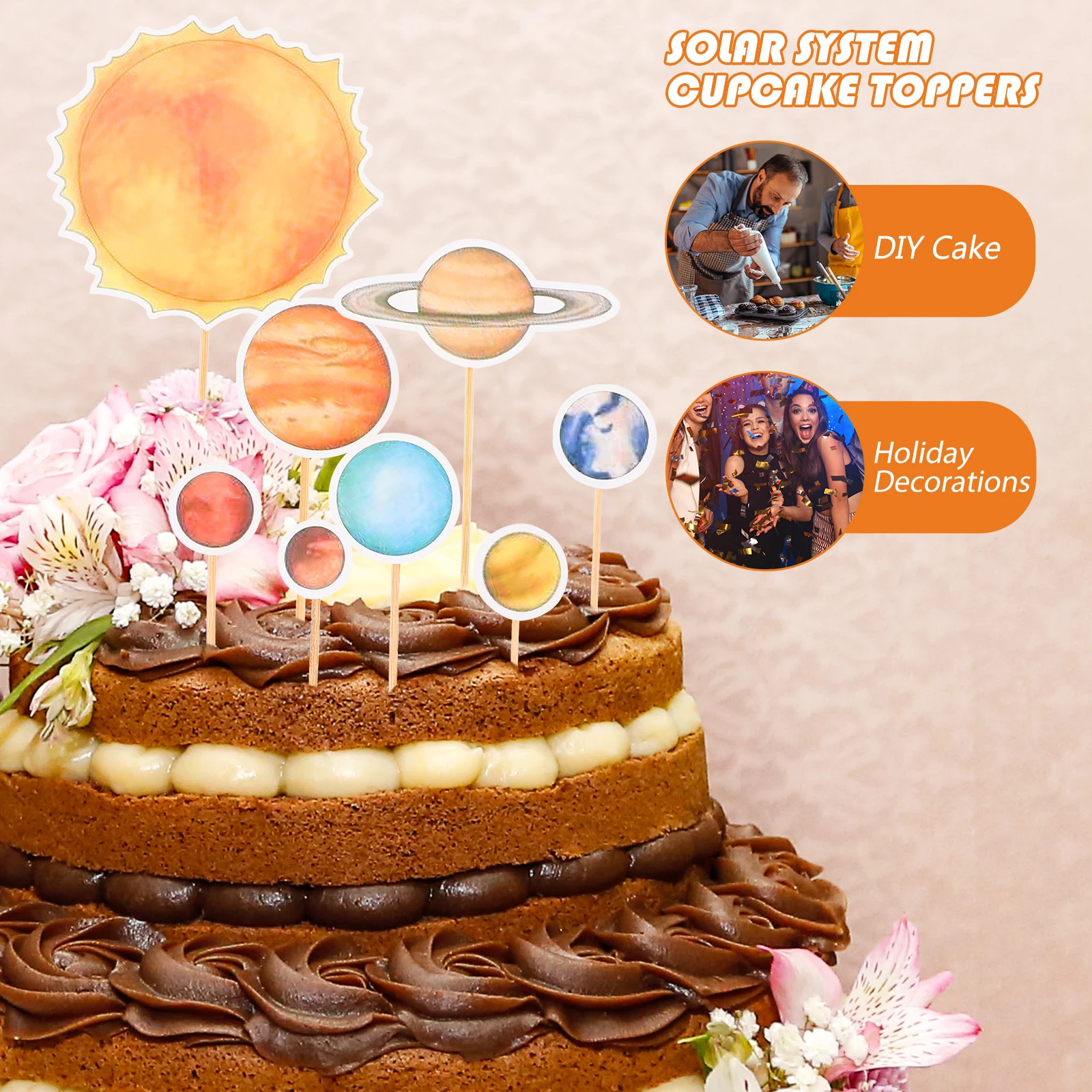 

1 set Cake Toppers Solar System Cupcake Picks Girls Birthday Cake Decor Paper Decorations Birthday Party naments